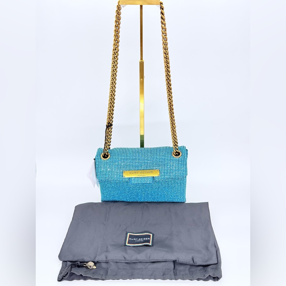 NWT Kurt Geiger London Brixton Mini Plate Rhinestone Crossbody Bag w/dust bag